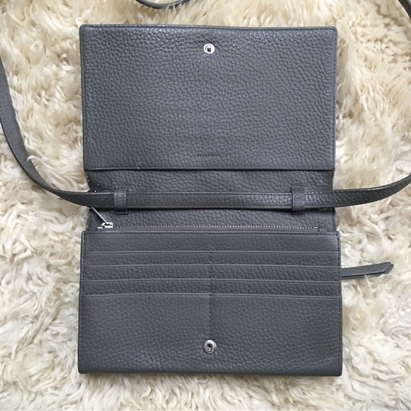AllSaints Grey Pebble Leather Shoulder Purse - Picture 12 of 14